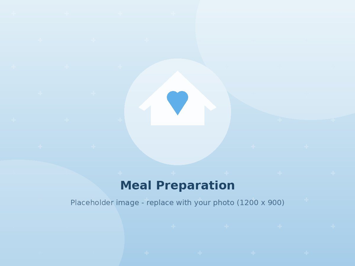 Caregiver preparing a healthy meal in a bright home kitchen